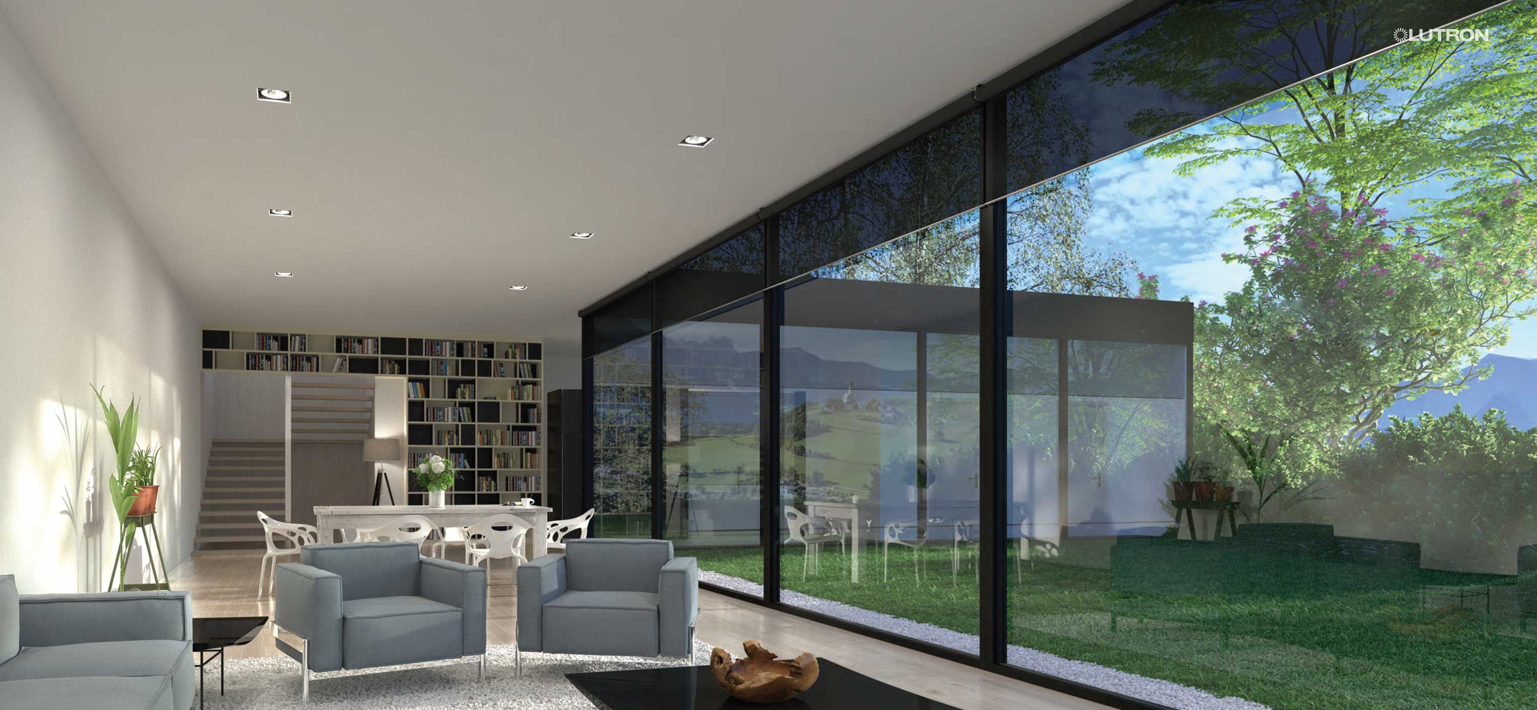 white keypad on white brick wall lutron