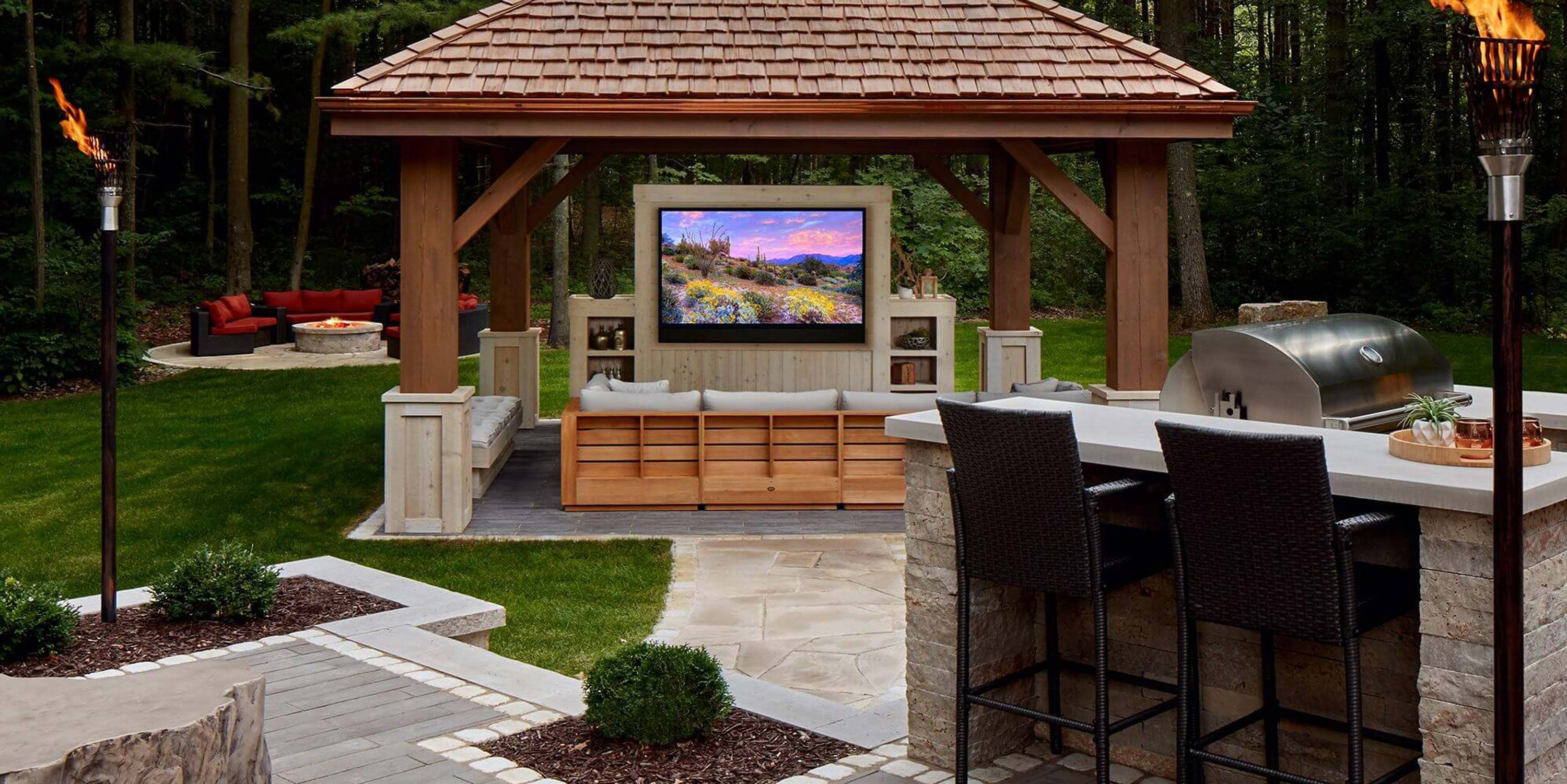 Seura technology in a homes manicured backyard